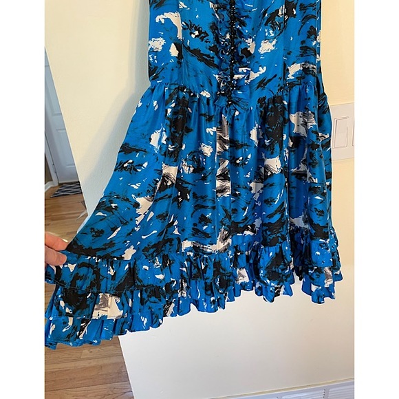 Kensie Blue Black Dress w/ Beading and Ruffles Sz 10 Spring Party Cocktail - Picture 3 of 6